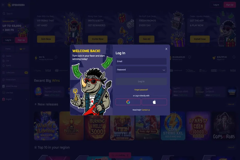 Spinorhino Casino Anmeldung
